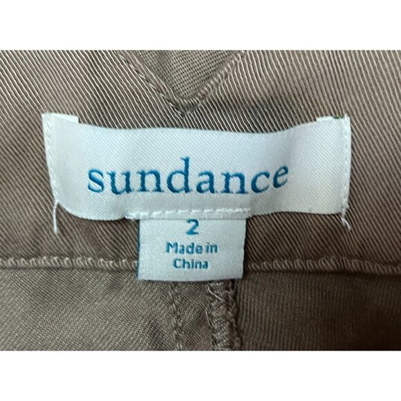 Sundance Tan Button Up Tie Front Pants Trousers Women's Size 2 - Picture 3 of 7